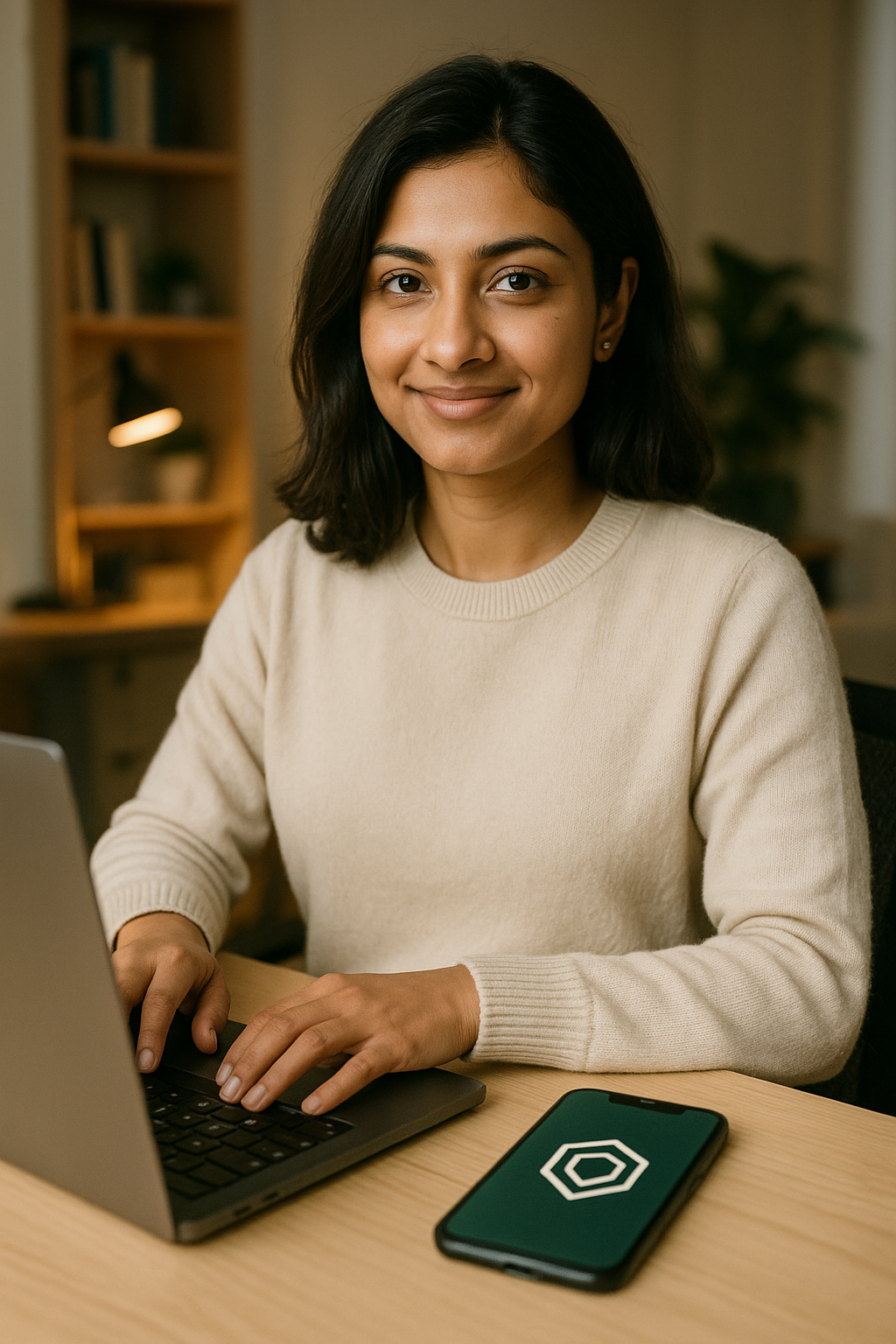 A laptop with Prumo holding the morning quiet